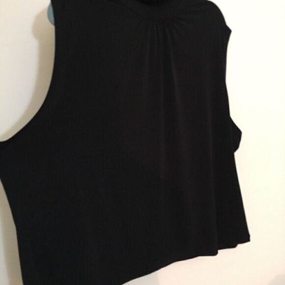 High neck pleated front silky spandex Tank - Picture 3 of 3